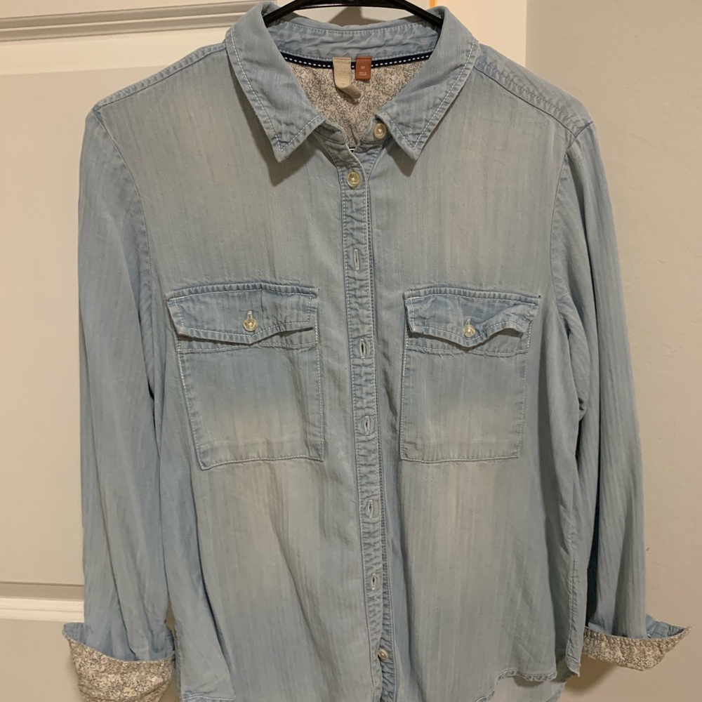 Anthropologie Pilcro Light Blue Denim Button-Up Shirt